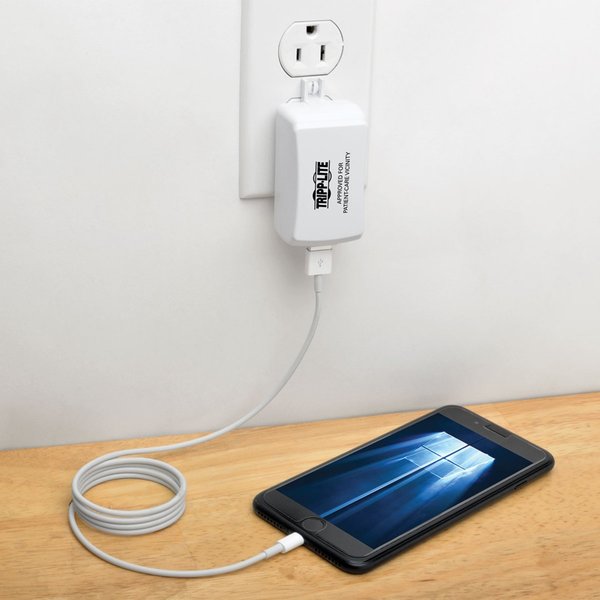 USB Wall Outlet Charger, White