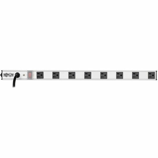 Outlet Strip, 15A, 8 Outlet, 15 ft, Gray