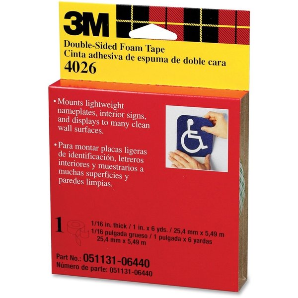 Double Coated Tape, Foam, Off White, PK12