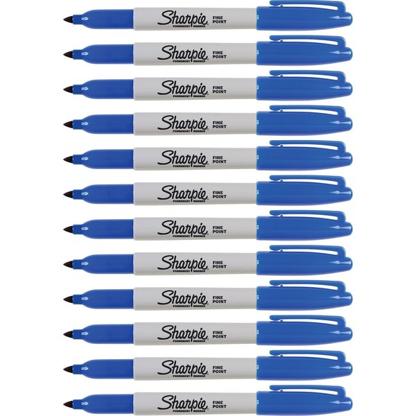 Permanent Marker, Fine Tip Blue PK12