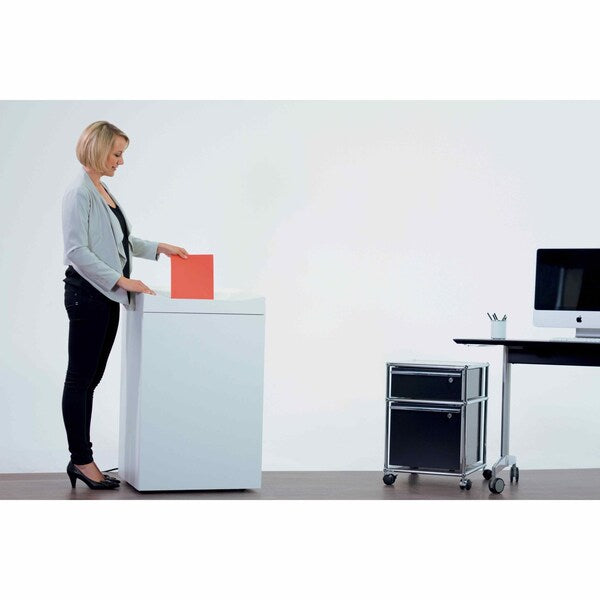 Paper Shredder, Cross-Cut, White, 34.3 gal.