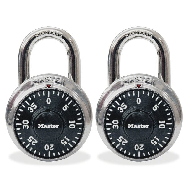 Combination Padlock, Ctr, Black/Silver, PK2