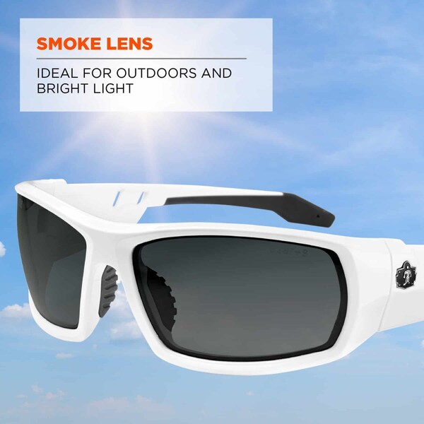 Safety Glasses, Traditional Smoke PC Decenter Lens, Scratch-Resistant