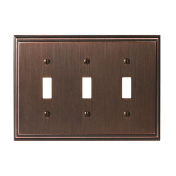 3-Toggle Wall Plates, Number of Gangs: 3 Zinc, Oil Rubbed Bronze Finish
