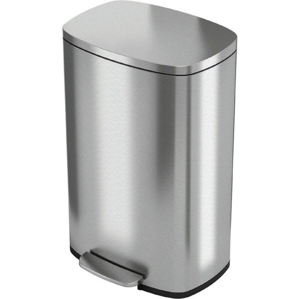 13 gal Trash Can, Silver, Stainless Steel