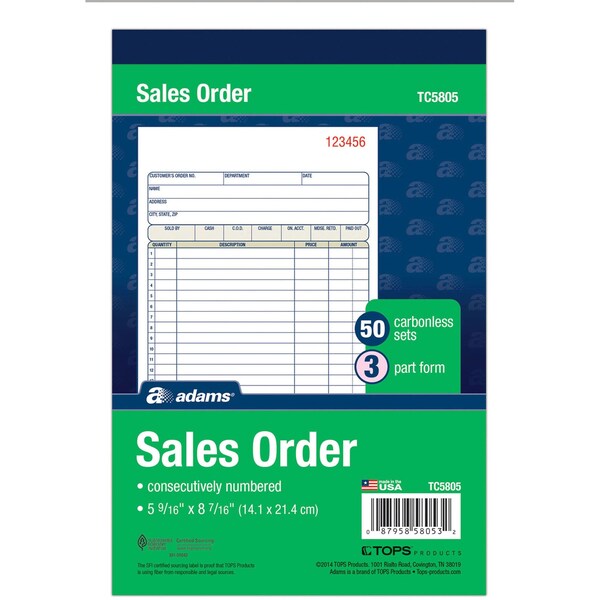 Sales Order Books, 3Pt, 5-9/16