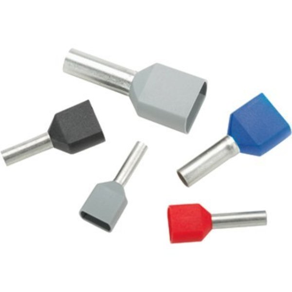 Ferrule, Insul, Twin, 2x10Awg, 14mm, Yl, PK100