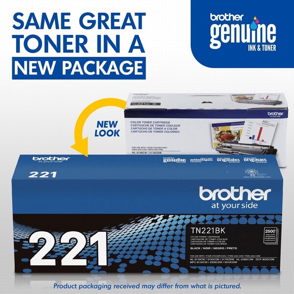 Toner For TN221BK, Black, 2.5K Pages