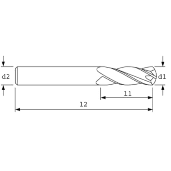 SC Endmill, 4FL, BRT, 3/8