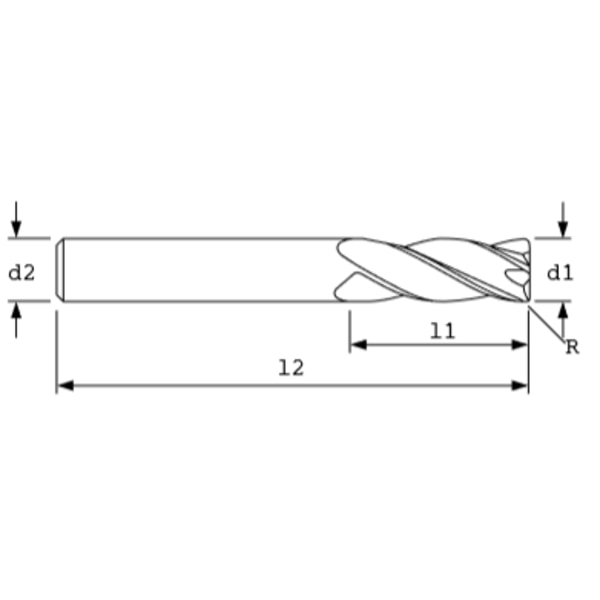 SC Endmill, 4FL, BRT, 1/4