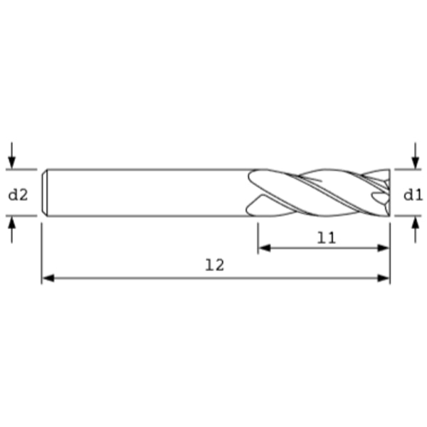SC Endmill, 4FL, BRT, 1