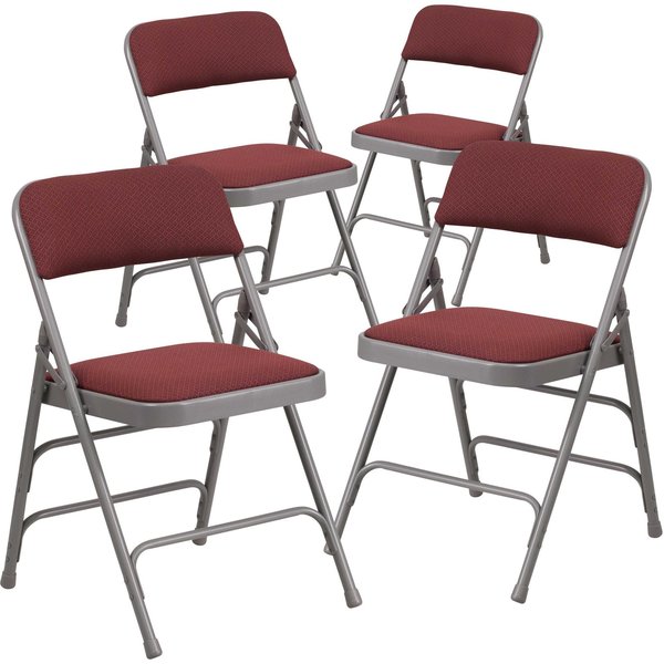 Burgundy Fabric Metal Chair