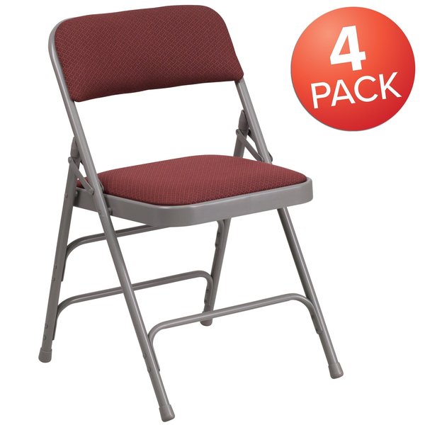 Burgundy Fabric Metal Chair