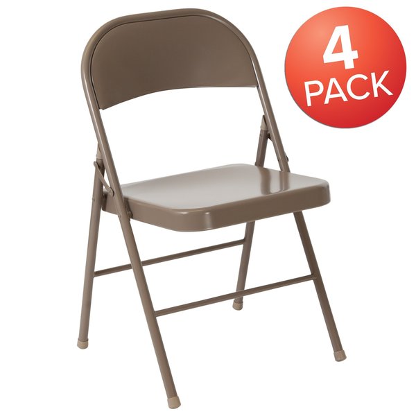 HERCULES Series Double Braced Beige Metal Folding Chair