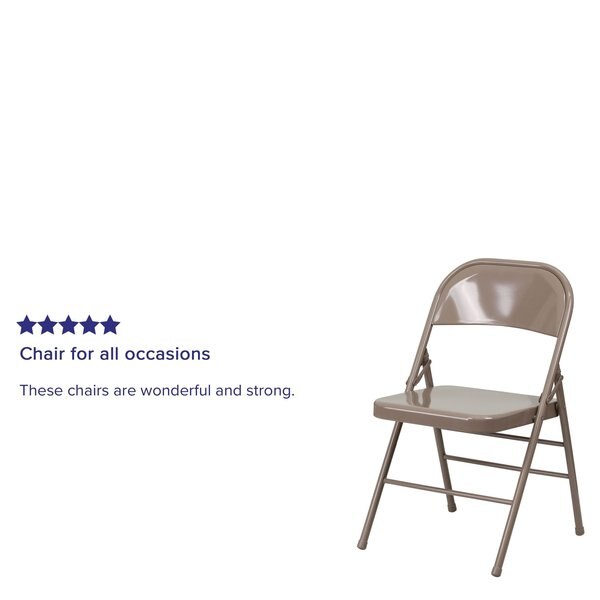 HERCULES Series Double Braced Beige Metal Folding Chair