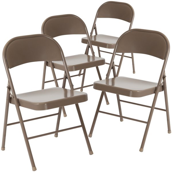 HERCULES Series Double Braced Beige Metal Folding Chair