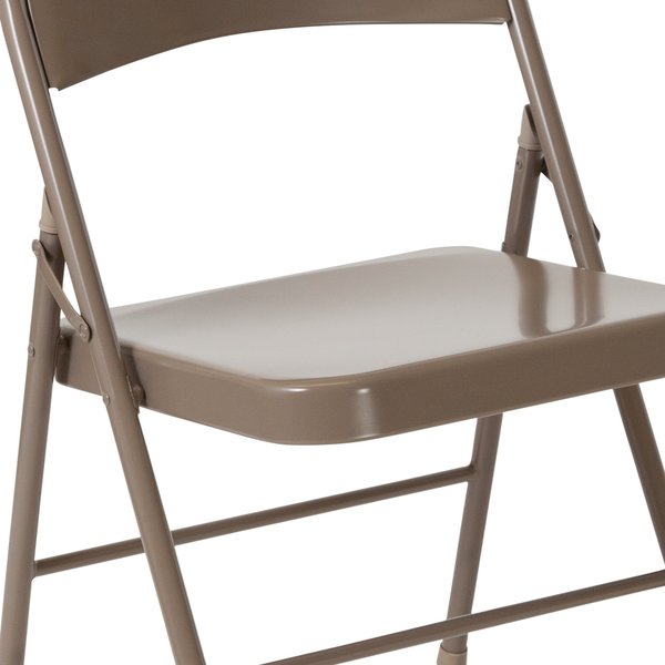 HERCULES Series Double Braced Beige Metal Folding Chair