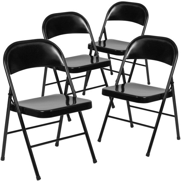 HERCULES Series Double Braced Black Metal Folding Chair
