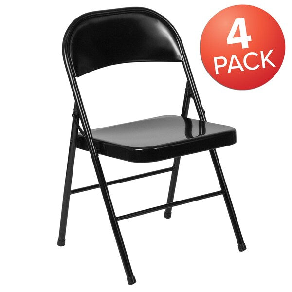 HERCULES Series Double Braced Black Metal Folding Chair