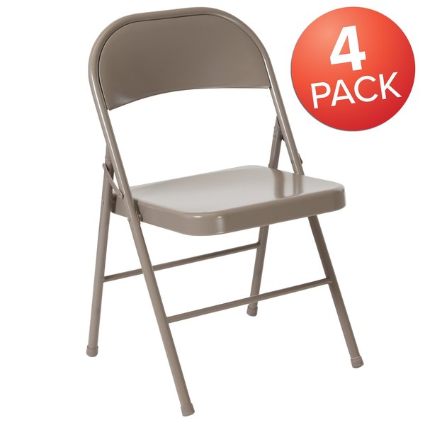 HERCULES Series Double Braced Gray Metal Folding Chair