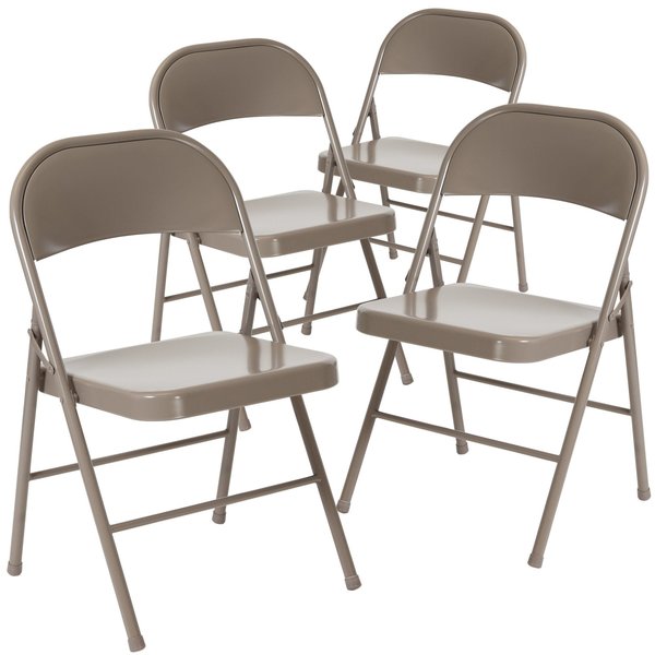 HERCULES Series Double Braced Gray Metal Folding Chair