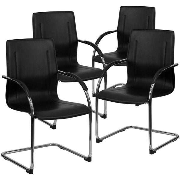 Black Vinyl Side Reception Chair wi, PK4, 22.75