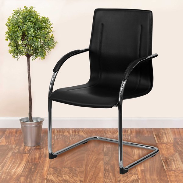 Black Vinyl Side Reception Chair wi, PK4, 22.75