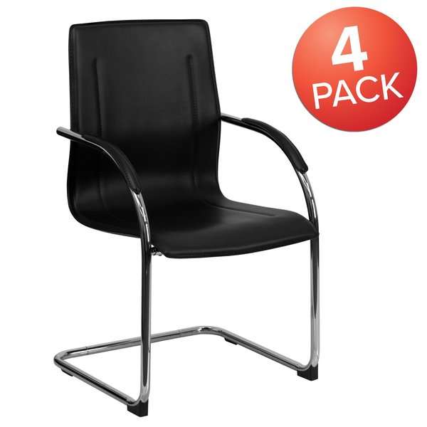 Black Vinyl Side Reception Chair wi, PK4, 22.75