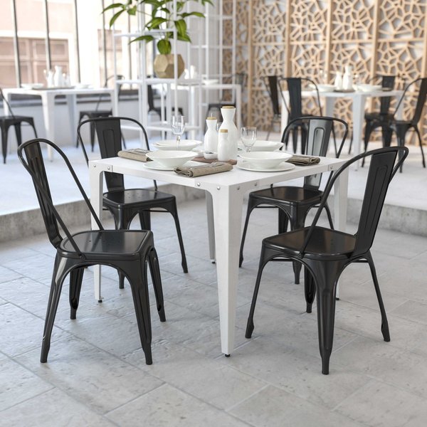 Black Metal Indoor-Outdoor Stackable Chair