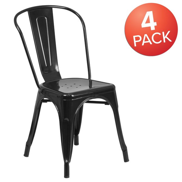 Black Metal Indoor-Outdoor Stackable Chair