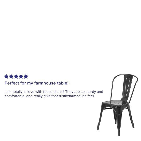 Black Metal Indoor-Outdoor Stackable Chair