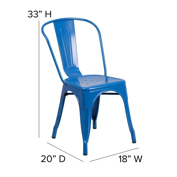 Blue Metal Indoor-Outdoor Stackable Chair