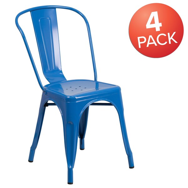 Blue Metal Indoor-Outdoor Stackable Chair