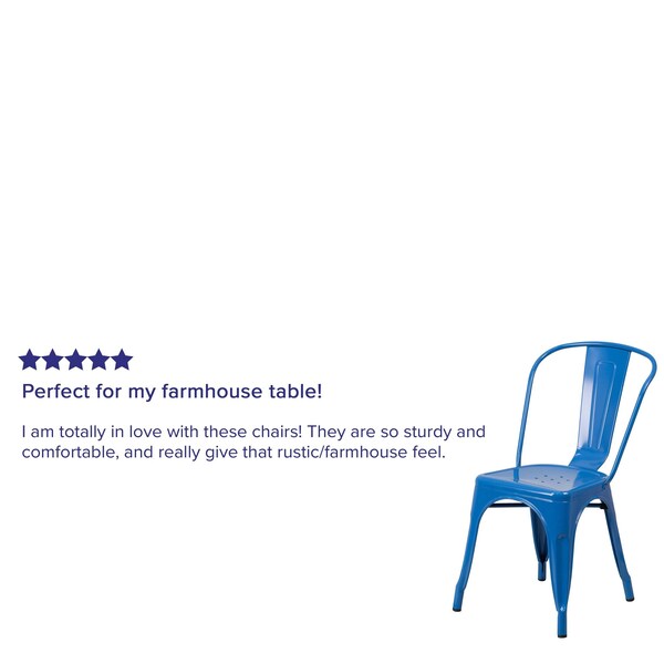 Blue Metal Indoor-Outdoor Stackable Chair