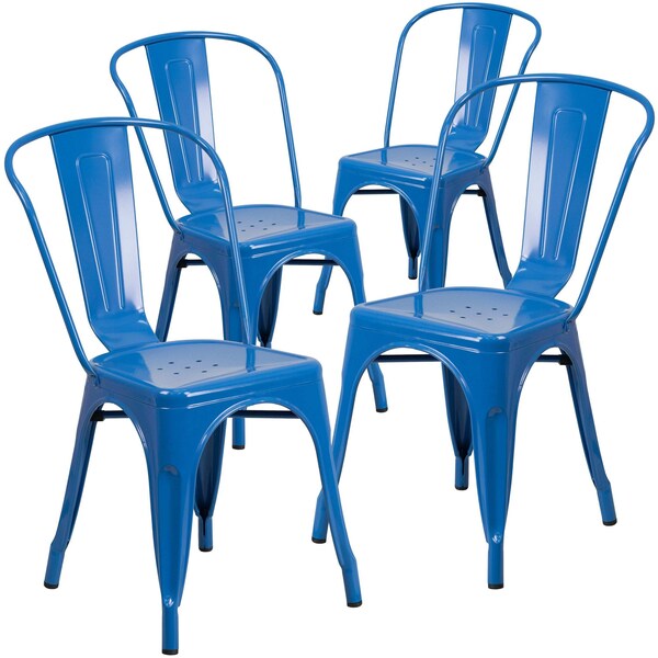 Blue Metal Indoor-Outdoor Stackable Chair