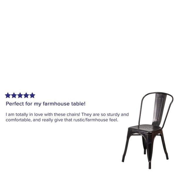 Black-Antique Gold Metal Indoor-Outdoor Stackable Chair