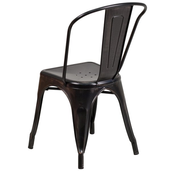 Black-Antique Gold Metal Indoor-Outdoor Stackable Chair