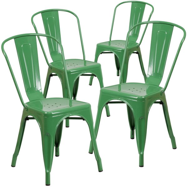 Green Metal Indoor-Outdoor Stackable Chair