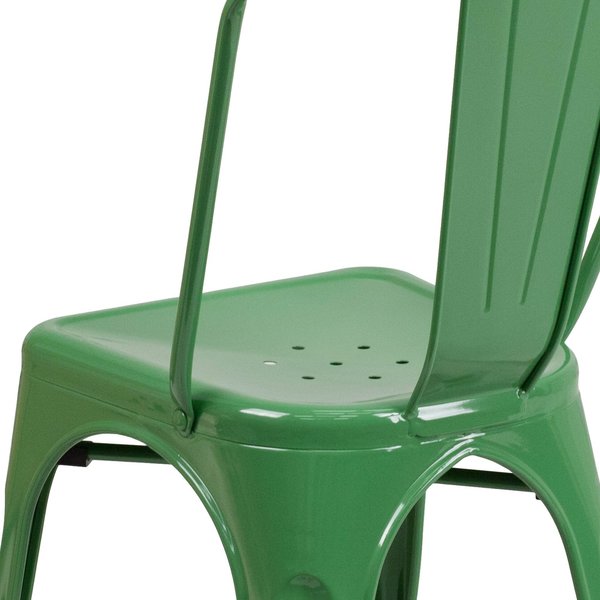 Green Metal Indoor-Outdoor Stackable Chair