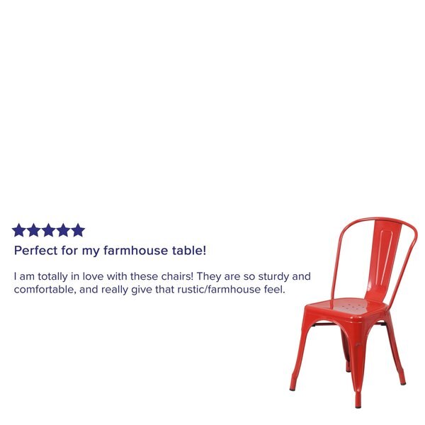 Red Metal Indoor-Outdoor Stackable Chair