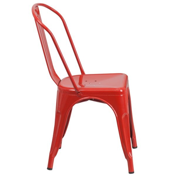 Red Metal Indoor-Outdoor Stackable Chair