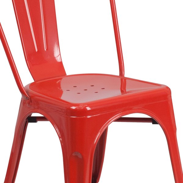 Red Metal Indoor-Outdoor Stackable Chair