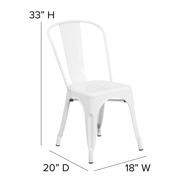 White Metal Indoor-Outdoor Stackable Chair