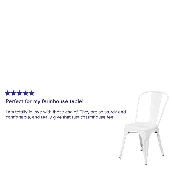White Metal Indoor-Outdoor Stackable Chair