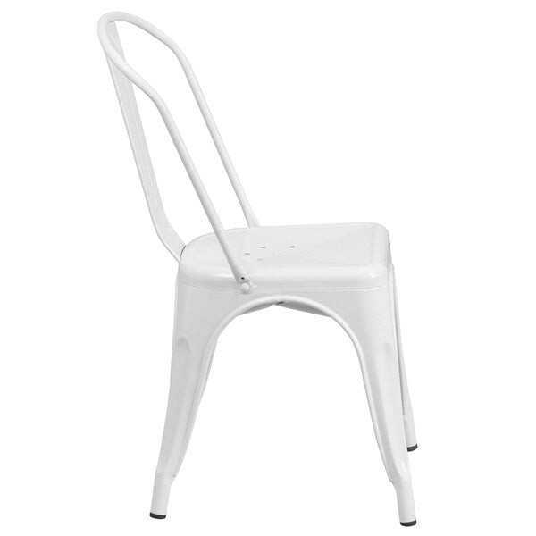 White Metal Indoor-Outdoor Stackable Chair