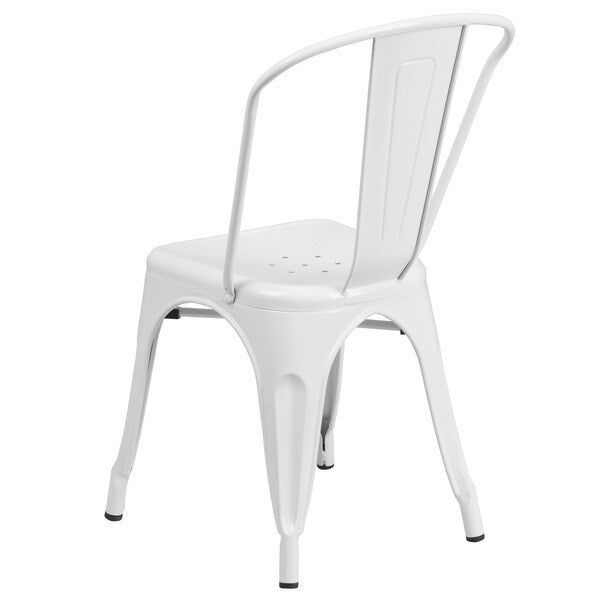 White Metal Indoor-Outdoor Stackable Chair