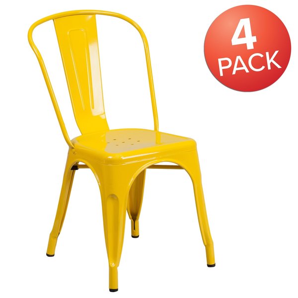 Yellow Metal Indoor-Outdoor Stackable Chair