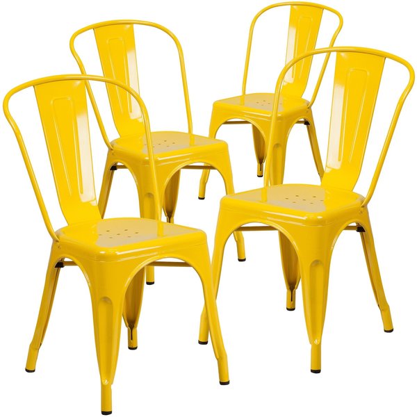 Yellow Metal Indoor-Outdoor Stackable Chair
