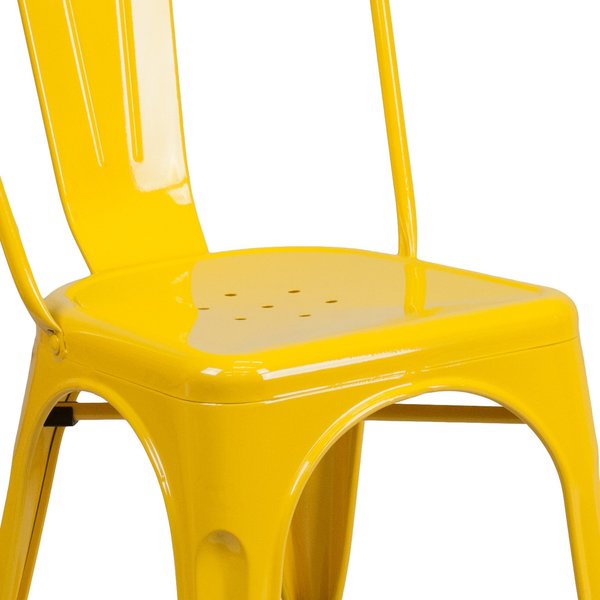 Yellow Metal Indoor-Outdoor Stackable Chair
