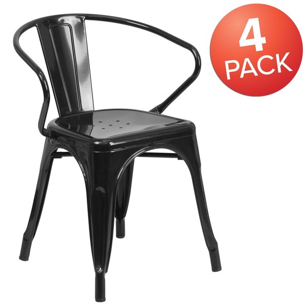 Black Metal Indoor-Outdoor Chair with Arms